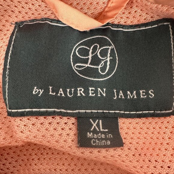 Lauren James Colorblock Windbreaker Jacket Size XL Peach & Coral - Picture 4 of 5